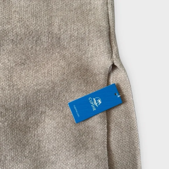 NEW Cupshe x JoJo Khaki Split Hem Maxi Sweater Skirt Medium - Picture 8 of 15